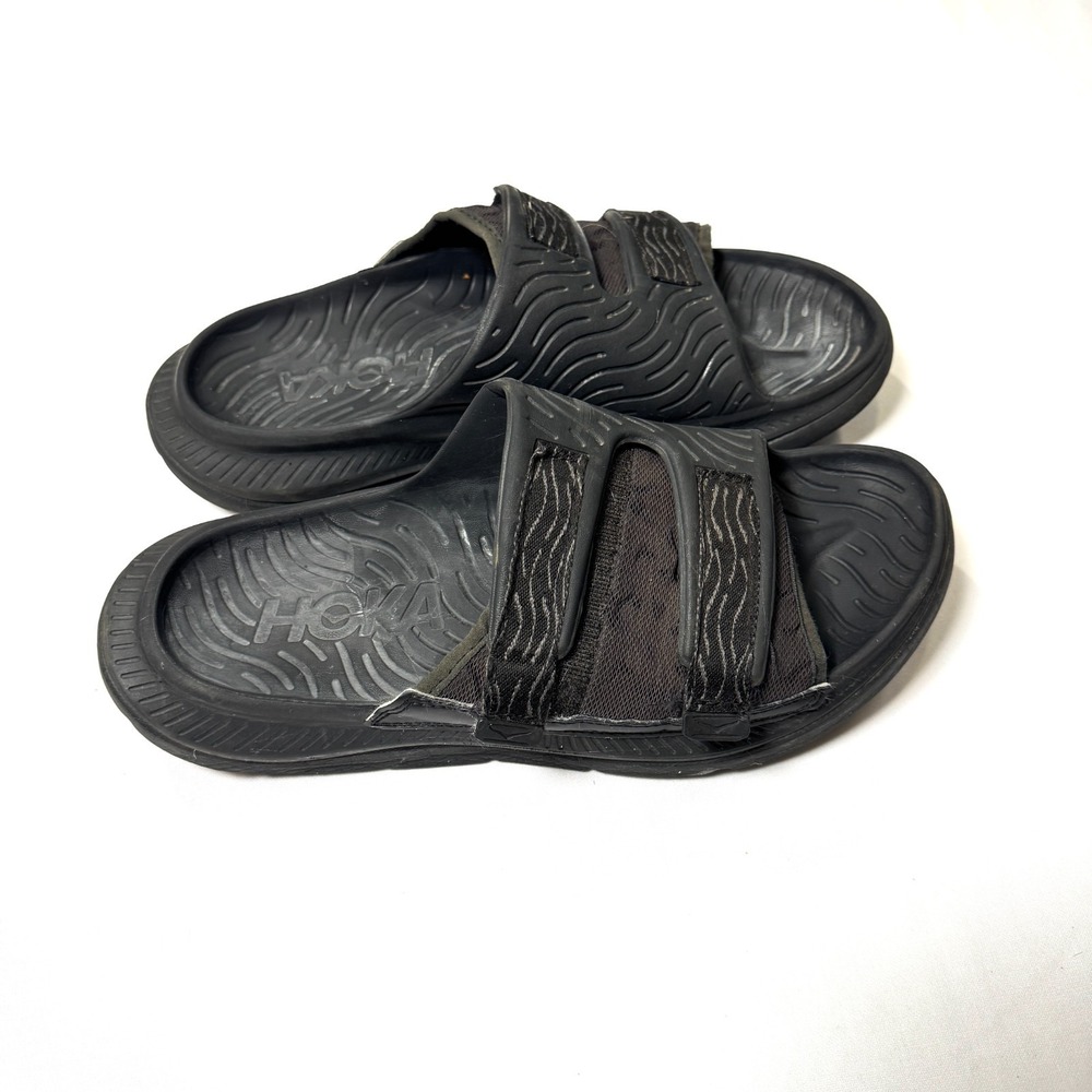 Hoka Ora Luxe Sandals Unisex M8-W10 Black Mesh Slip On Comfort Recovery Slides